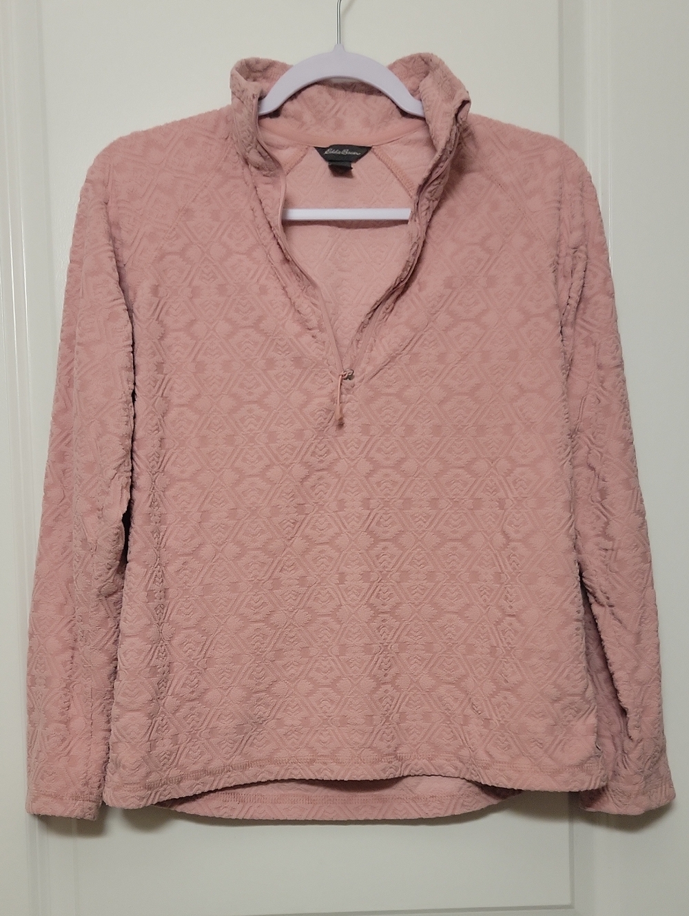 Eddie Bauer Rose Pink Quilted Fleece Half-Zip Pullover